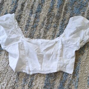 Zara White Puff Sleeve Blouse